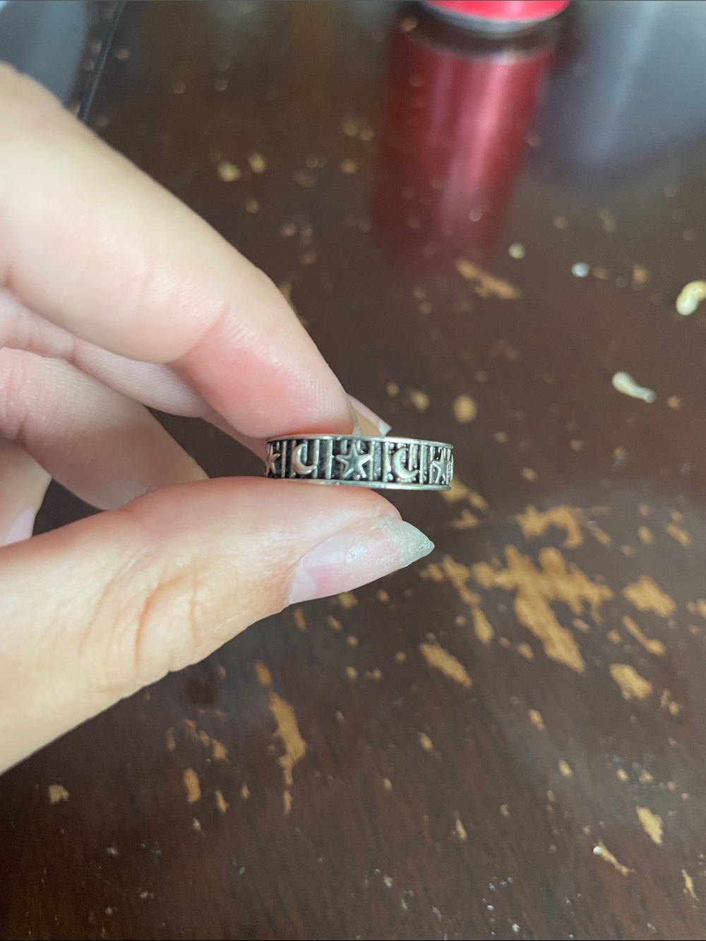 Vintage-Style Silver Star & Knot Women's Band Ring